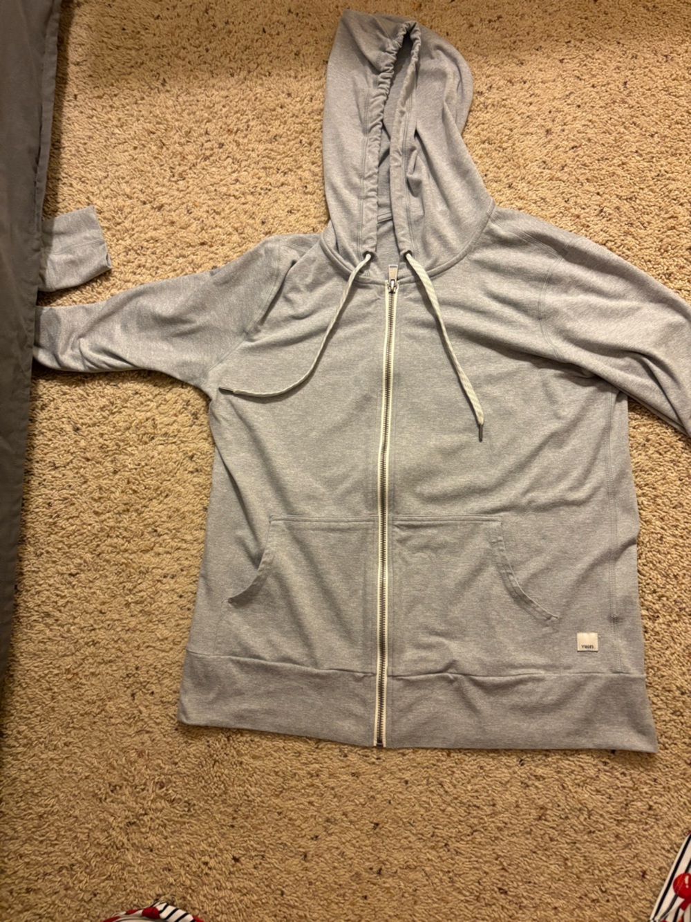 Vuori Light Gray Full-Zip Hoodie Sweater